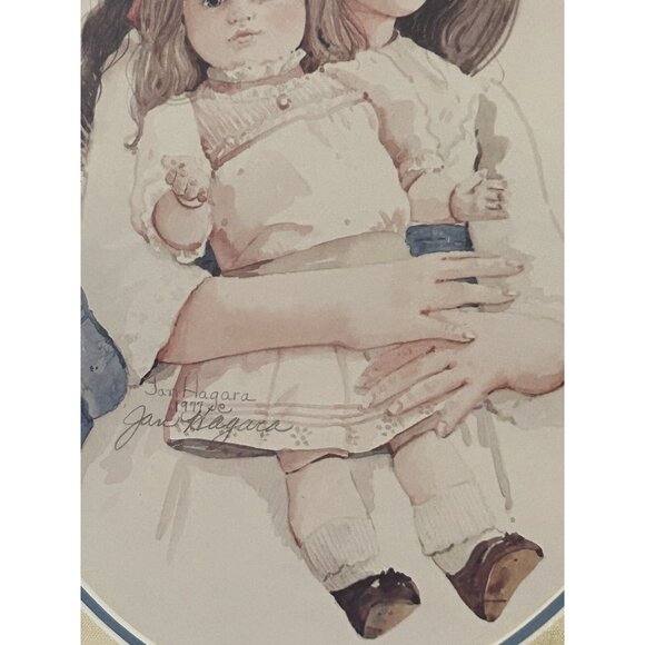 Jan Hagara Oval Frame Matted Art Girl & Doll Romantic Victoriana ‘77 Cottagecore - Picture 3 of 16